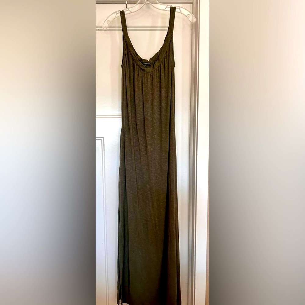Matty M V-Neck Maxi Dress M Green Pockets Stretch Casual Everyday
